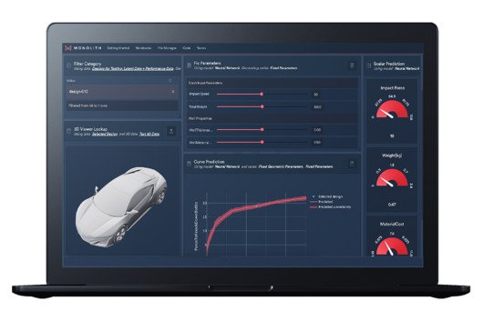 data driven model using model parameters from BMW using monolith ai machine learning platform